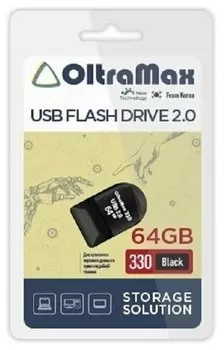 Флешка 64Gb USB 2.0 OltraMax 330 OM-64GB-330-Black, черный (OM-64GB-330-Black)