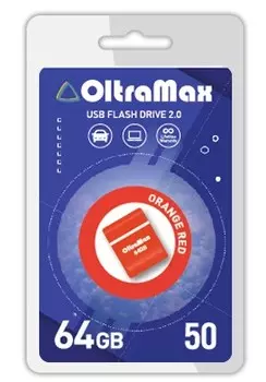 Флешка 64Gb USB 2.0 OltraMax 50, красный/оранжевый (OM-64GB-50-Orange Red)