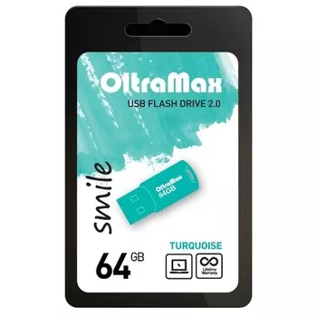 Флешка 64Gb USB 2.0 OltraMax smile, бирюзовый (OM 064GB Smile Tu)