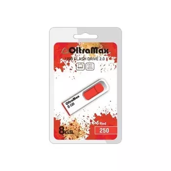 Флешка 8Gb USB 2.0 OltraMax 250, белый/красный (OM-8GB-250-Red)