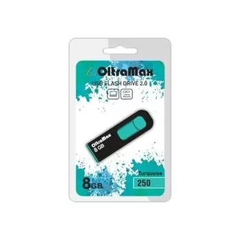 Флешка 8Gb USB 2.0 OltraMax 250, черный/бирюзовый (OM-8GB-250-Turquoise)