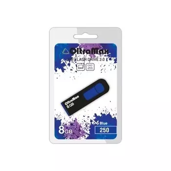 Флешка 8Gb USB 2.0 OltraMax 250, черный/синий (OM-8GB-250-Blue)