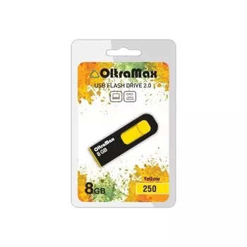 Флешка 8Gb USB 2.0 OltraMax 250, черный/желтый (OM-8GB-250-Yellow)
