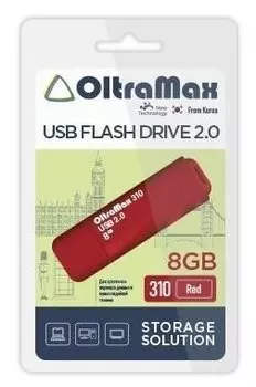Флешка 8Gb USB 2.0 OltraMax 310 OM-8GB-310-Red, красный (OM-8GB-310-Red)