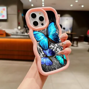Мягкий чехол для телефона Macaron из ТПУ для Samsung A12 A13 A14 A15 A23 A24 A25 A53 A54 A55 A30 A50 S20 S23 FE S24 Ultra Cover Ae68 с бабочкой и цветком, милый дизайн Samsung A02S(A03S)(M02S)