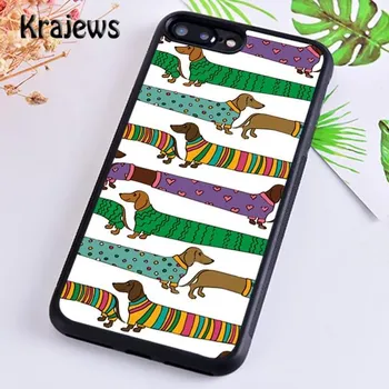 Мягкий чехол для телефона Krajews с таксой и цветком для iPhone 14 5 6s 7 8 plus XR XS 11 12 13 pro max Samsung S21 S22ultra Plus iPhone 6plus