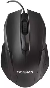 Мышь проводная Sonnen М-713 USB 1000dpi 2 кнопки+колесо-кнопка оптическая черная