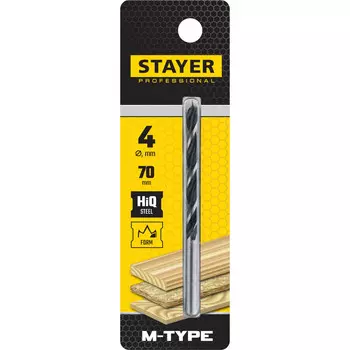 Сверло 4 мм x 7 см/4 см, HCS, по дереву, STAYER M-type, спиральное, 1 шт. (2942-070-04_z02)
