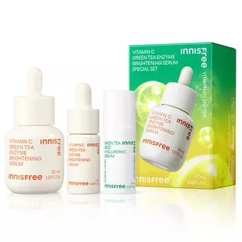 INNISFREE Набор с обновляющей сывороткой с витамином С и энзимами зеленого чая для выравнивания тона кожи Vita C