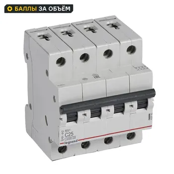 Автоматический выключатель Legrand RX3 4P C25 А 4.5 кА