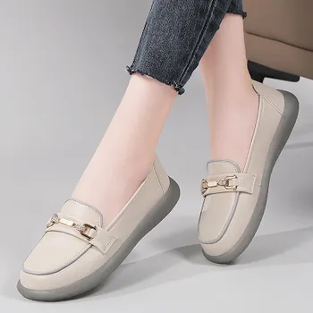 Женские мокасины Slip on Casual Elegant Summer Driving Shoes Office Business Moccasins for Mother 35 бежевый