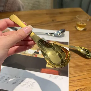Ins нержавеющая сталь корейские суповые ложки для дома кухонный ковш емкость золото серебро зеркально полированные столовые приборы для кофейного стола посуда серебряный