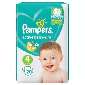 Подгузники детские Maxi Baby Dry Active Pampers/Памперс 8-14/9-14кг 20шт