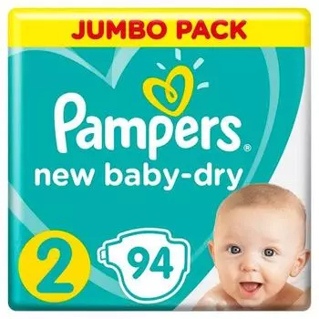 Подгузники Pampers (Памперс) New Baby-Dry р.2 Mini 3-6 кг 94 шт.