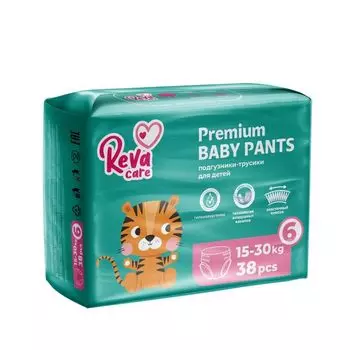 Подгузники-трусики для детей Premium Reva Care 15-30кг 38шт р.XXL (6)