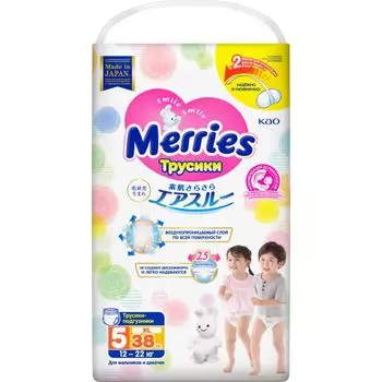 Подгузники-трусики Merries/Меррис р.XL 12-22кг 38шт