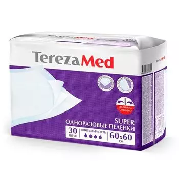 Пеленки одноразовые медицинские впитывающие Super TerezaMed 60x60 30шт