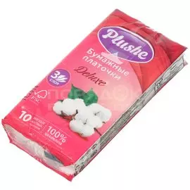 Бумажные платочки 3 слоя, 10 шт, Plushe, Deluxe, 5066