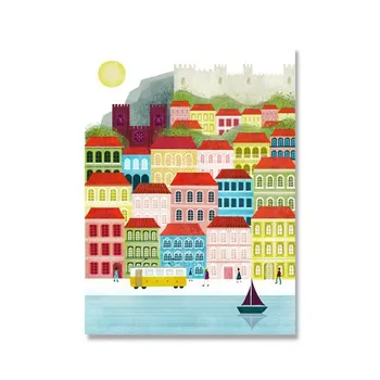 Nordic Vintage Travel City Poster New Orleans Amsterdam Landscape Painting Art Canvas San Francisco Wall Pictures Home Decor No Frame 21*30cm No Frame