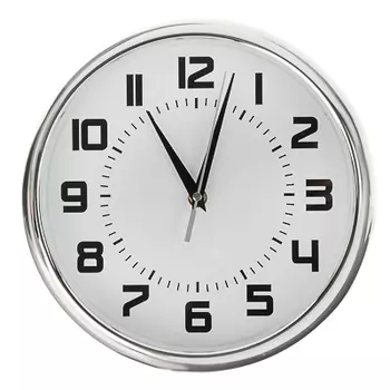 LADECOR CHRONO Часы настенные, 25 см, в хромированном канте, белые, пластик, 1хАА