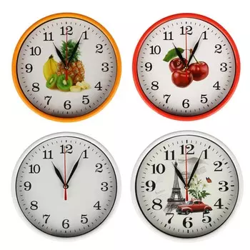 LADECOR CHRONO Часы настенные круглые, 20 см, пластик, стекло, 1хАА, 4 дизайна