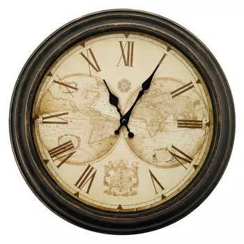 LADECOR CHRONO Часы настенные, пластик, 40,5x40,5x4,5 см, 1xAA, цвет коричневый