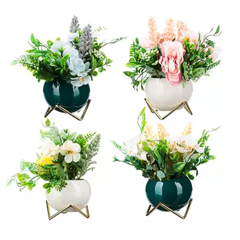 LADECOR Цветочная композиция в керамическом кашпо, 4 цвета, 9х20 см, арт 2