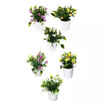 LADECOR Цветок искусственный в горшке, 18х12х12см, пластик, 6 цветов, 2 вида