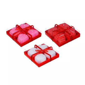 LADECOR Набор свечей 4 шт, сердечки, 11x3,3 см, парафин, 3 цвета