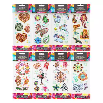 LADECOR Наклейка декоративная фигурные стразы, 10,5х26 см, ПВХ, 8 дизайнов