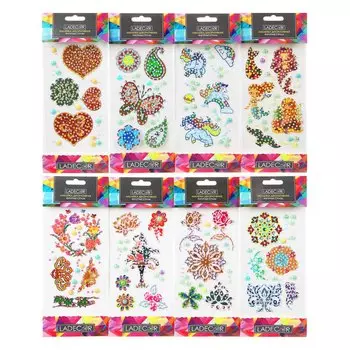 LADECOR Наклейка декоративная фигурные стразы, 10,5х26 см, ПВХ, 8 дизайнов