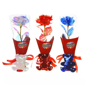LADECOR Роза декоративная, пластик, 10х25х7 см, 3 цвета