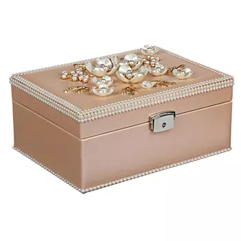LADECOR Шкатулка для украшений, съемный ярус с секциями, 22,5х16,5х10см, полиэстер