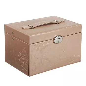 LADECOR Шкатулка для украшений с зеркалом, 2 выдвижных яруса с секциями, 23х16х15см, полиэстер