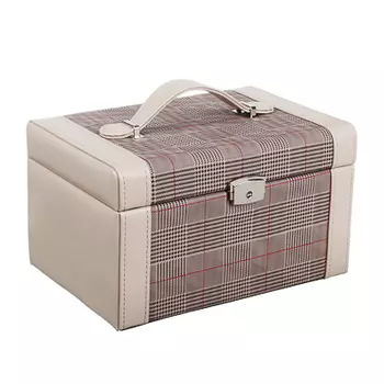 LADECOR Шкатулка для украшений с зеркалом и съемным ярусом с секциями, 23х16,5х13,5см, полиэстер