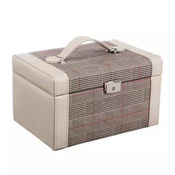 LADECOR Шкатулка для украшений с зеркалом и съемным ярусом с секциями, 23х16,5х13,5см, полиэстер