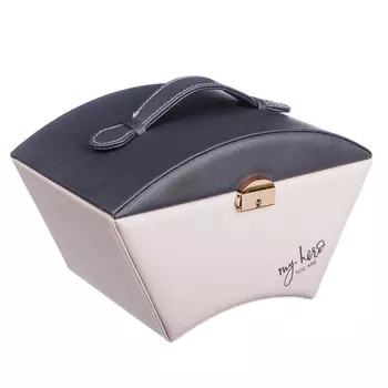 LADECOR Шкатулка для украшений с зеркалом и съемным ярусом с секциями, 25х16х14см, полиэстер