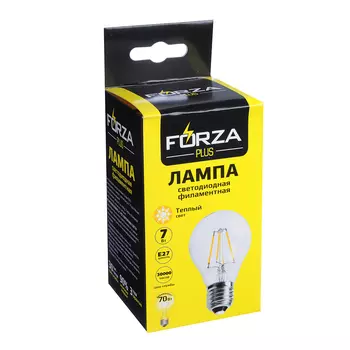 Лампа филаментная FORZA A60, 7W, E27, 560 lm, 2800K