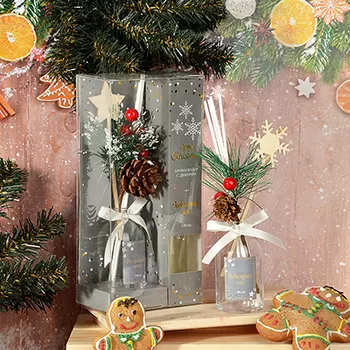 LADECOR Аромадиффузор с палочками и декором Merry Christmas, 100мл, 2 аромата