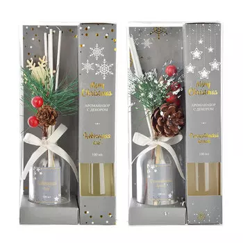 LADECOR Аромадиффузор с палочками и декором Merry Christmas, 100мл, 2 аромата