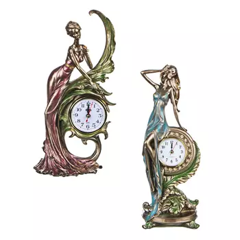 LADECOR Часы-статуэтка в виде девушки, полистоун, 33х14х11см, 1хАА/1хААА, 2 дизайна