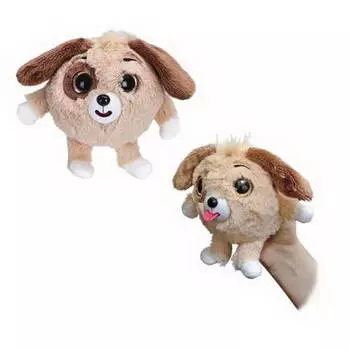 Мягкая игрушка из серии Дразнюка-Zoo - Коричневая собачка, показывает язык, 13 см., в пакете