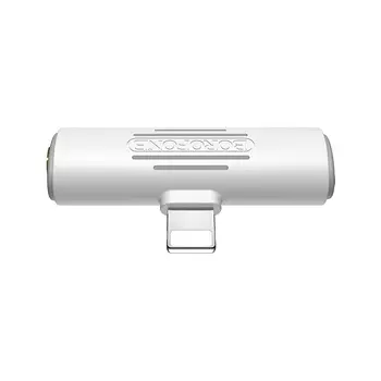 Переходник (адаптер) Lightning 8-pin(m)-Lightning 8-pin(f)+Jack 3.5mm(f), угловой, белый Borofone BV7 (6931474701435)