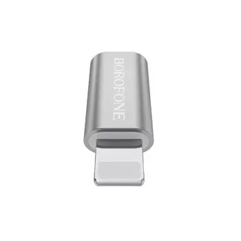 Переходник (адаптер) Lightning 8-pin-Micro USB OTG, серебристый Borofone BV5 (6957531090342)