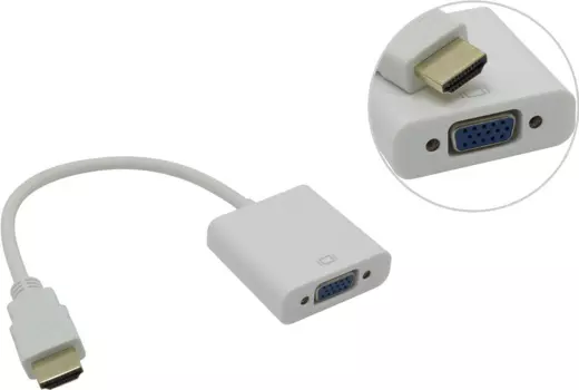 Переходник (адаптер) VGA(15F)-HDMI(19M), белый Gembird (296777)