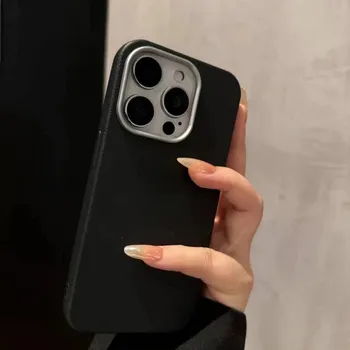Чехол для телефона с простым кожаным узором для Apple iPhone16promax - мягкий защитный чехол из чистого силикона для iPhone 16/15/14/13/12/11/Plus Apple 16Promax серый