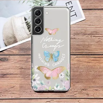 Прозрачный чехол с радужным цветком, мрамором и бабочкой для Samsung Galaxy S23 S22 S21 S20 Fe Ultra S10 S9 S8 Plus 10e Note 10plus 20ultra Samsung Note 20Ultra
