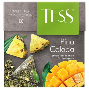 Чай Tess 20пир*1,8г зеленый пина колада пирамидки