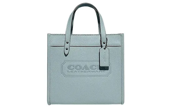 COACH Сумка-тоут из коровьей кожи, сумка-шоппер, сумка через плечо, женская, небольшого размера, цвет "озеро-голубой"