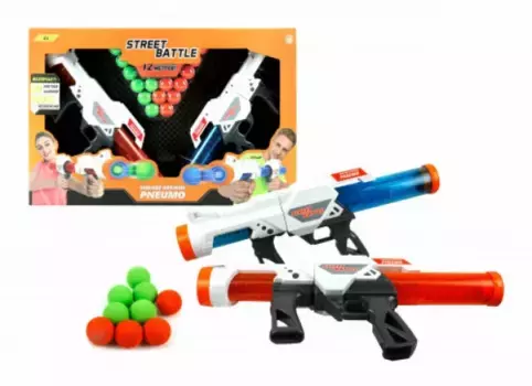 1toy Street Battle игр оружие с мягкими шариками (в компл. 2 пист., 20 шар. 3,4 см), короб.